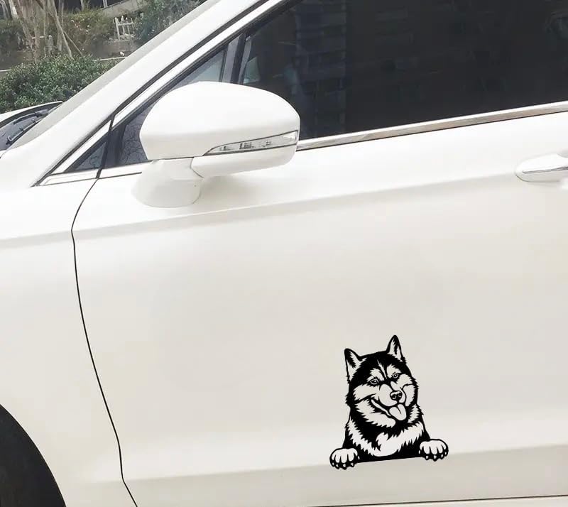 Siberian Husky Car Decal for Dog Lover, Husky Graphics Window Decal as Automotive Embellishment, Peeking Cute Husky Car Sticker Window Decals Anime (Siberian Husky)